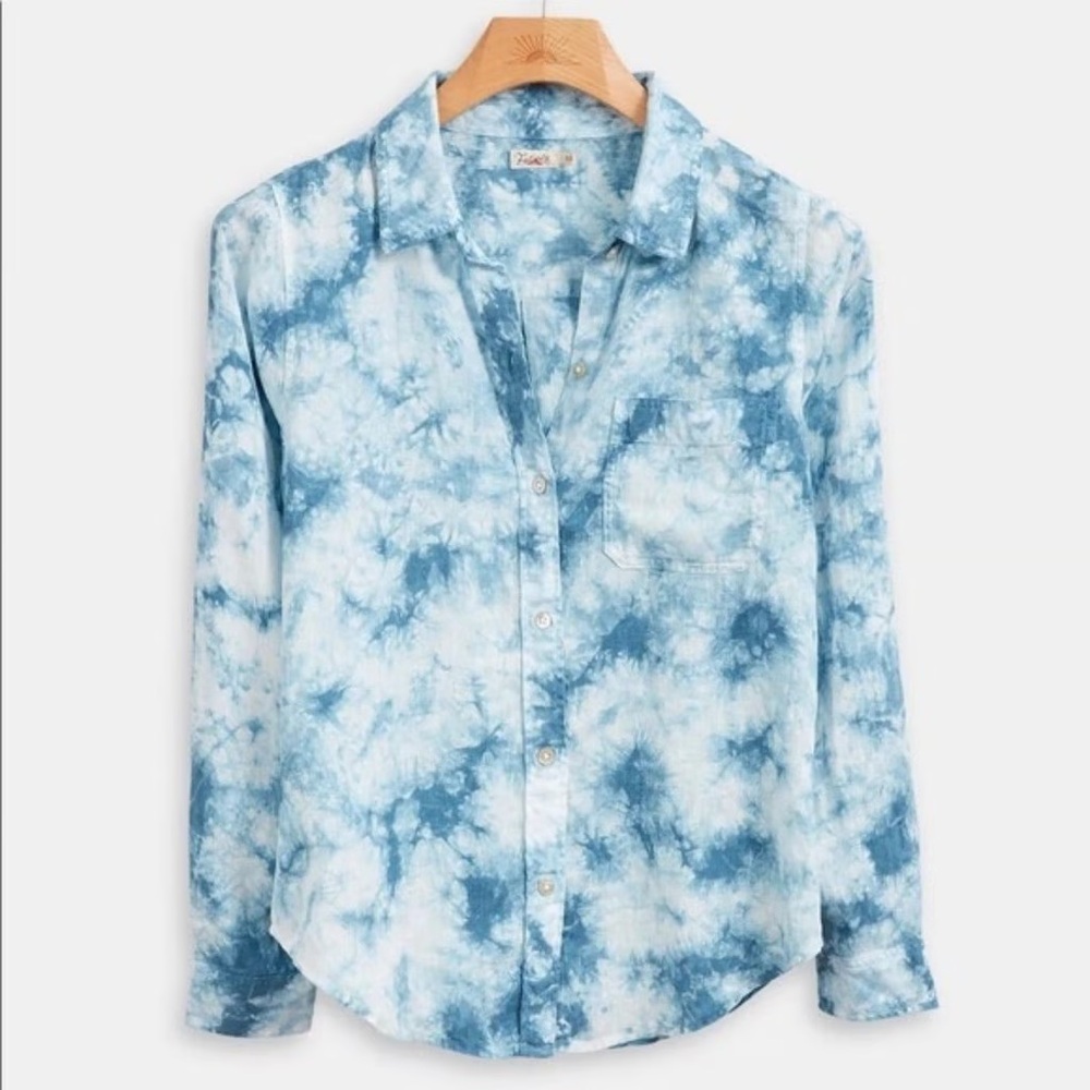 Faherty Blue Tie-Dye Women's Top